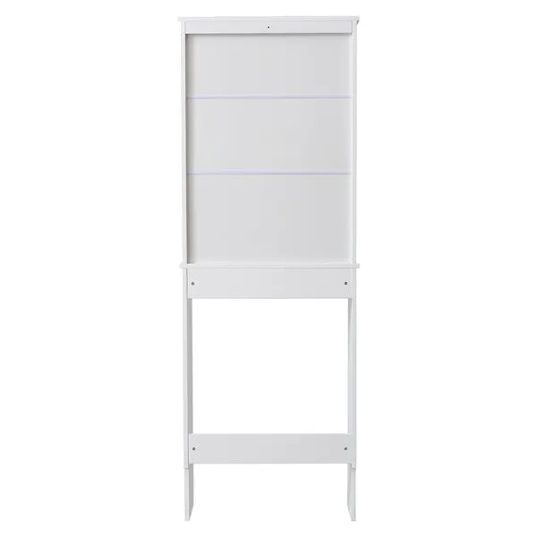 Fralimk 23,6*8,7*67 Zoll Lagerung über der Toilette, Badezimmer-Organizer und Lagerung über Toilettenschrank, Badezimmer-Organizer hinter der Toilette mit zwei lamellierten Türen, Weiß
