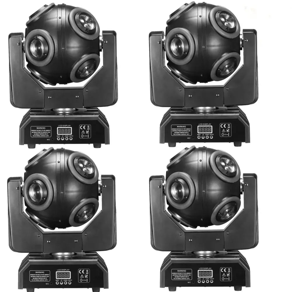 Black spherical 8x15w moving head beam light with multiple lens arrays and digital displays for DJ stage use