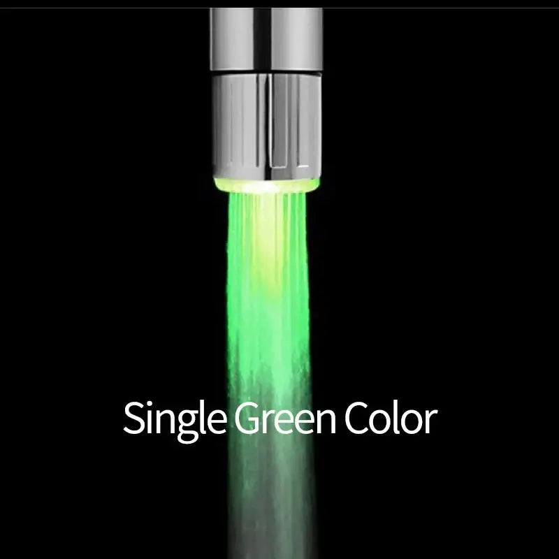 DecorBites™ bathroom led faucet aerator with sleek chrome finish and vibrant green light for water-saving shower use