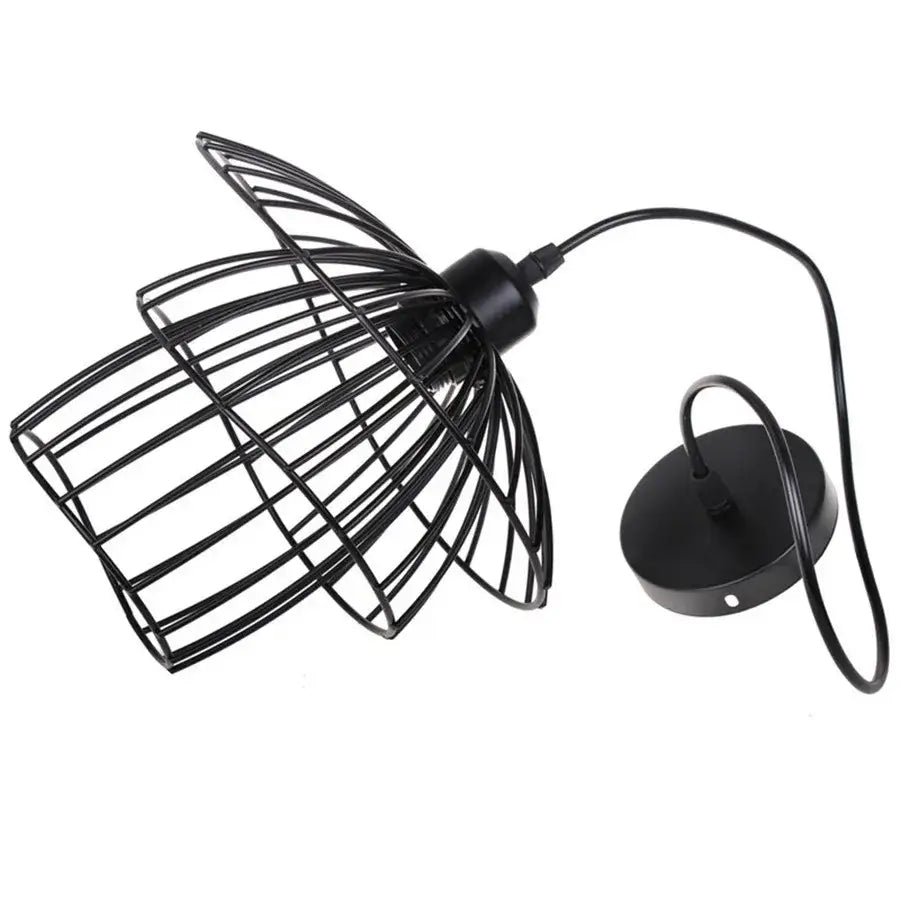 Decorbites black iron cage pendant light in black metal wire with sleek industrial design for kitchen and living room use