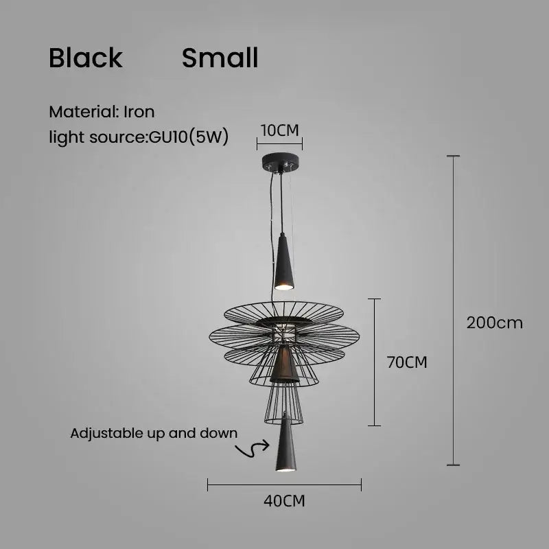 Black iron pendant light decorbites led iron with tiered wireframe design and gu10 bulb for dining room chandelier