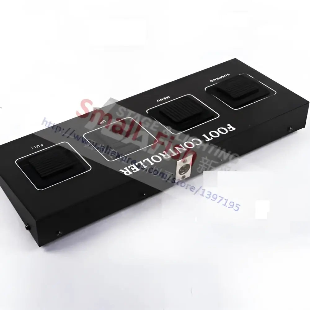 Black rectangular foot controller with four textured rubber pedals and white labeling for decorbites led par kit