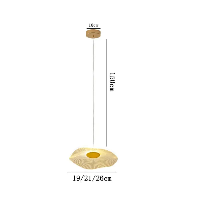DecorBites lotus leaf chandelier modern gold-tone pendant light with fan-shaped translucent acrylic diffuser 150cm length