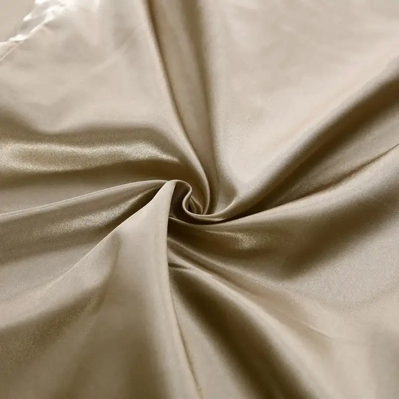 Beige satin duvet cover from decorbites™ silk bedding set with smooth glossy finish suitable for various width beds