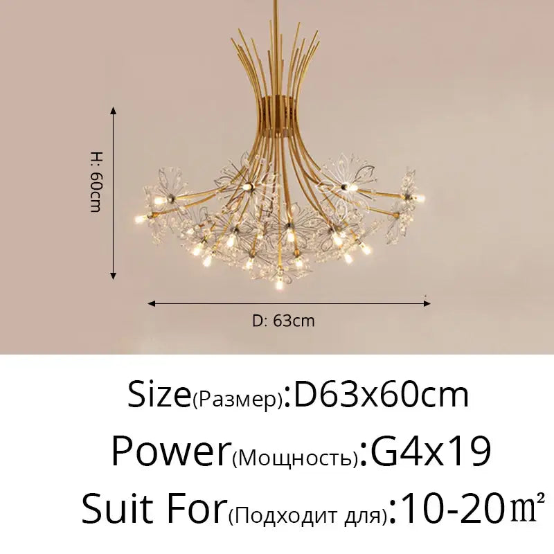 Elegant black dandelion flower chandelier led with gold-toned metallic arms and crystal-encrusted flower fixtures decorbites dandelion flower