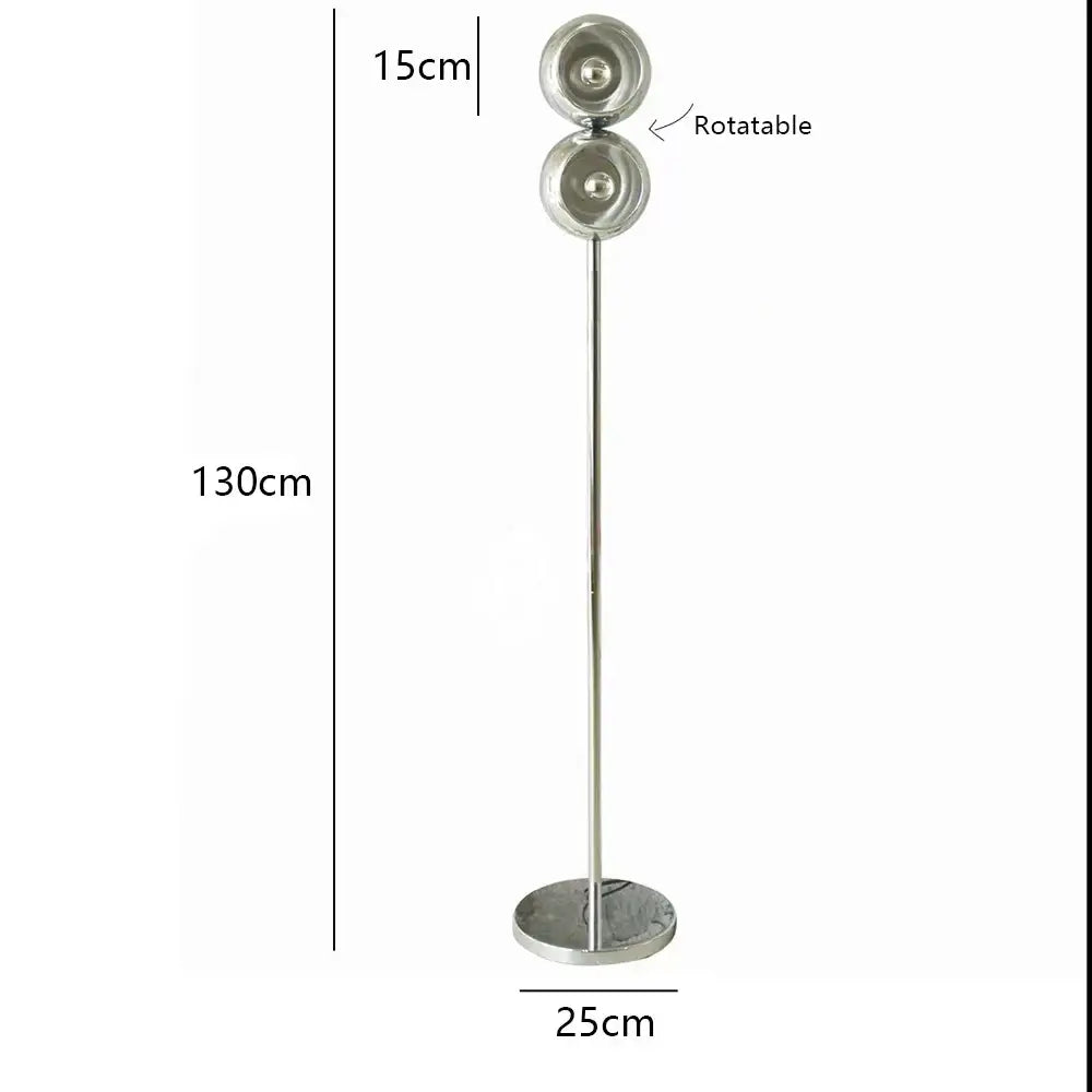 A sleek engraved chrome yoyo dimmable led nordic table lamp with two rotatable spherical light heads for bedroom decor