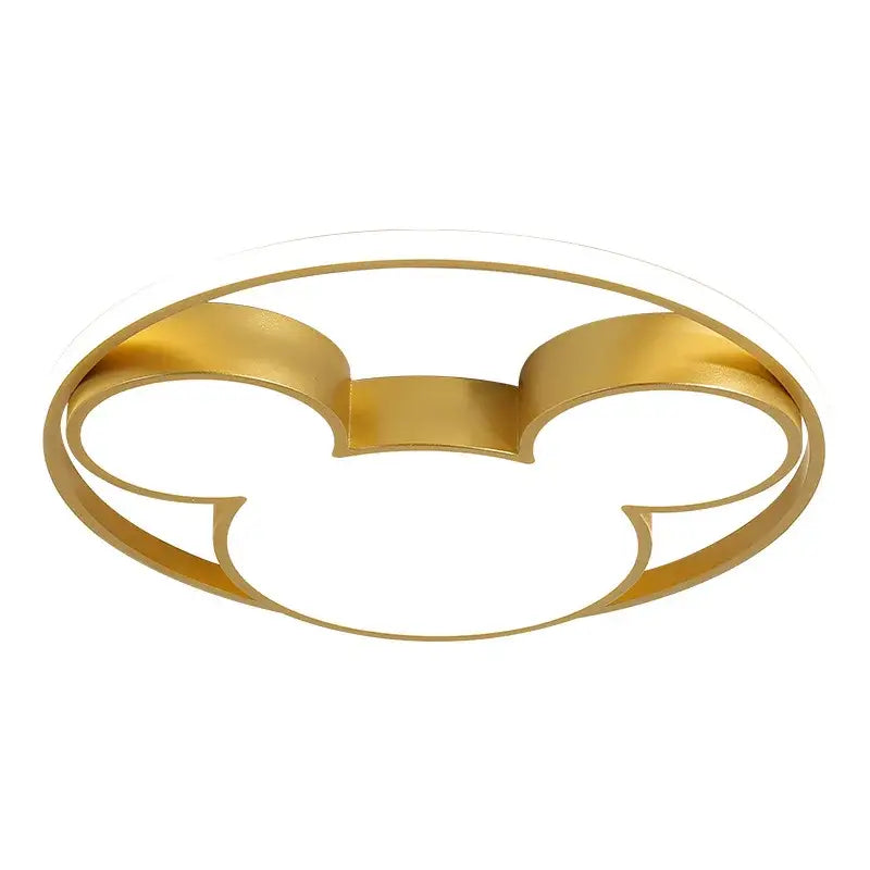 Gold 34w led mickey mouse ceiling light featuring a modern gold-colored sleek silhouette for children’s bedroom