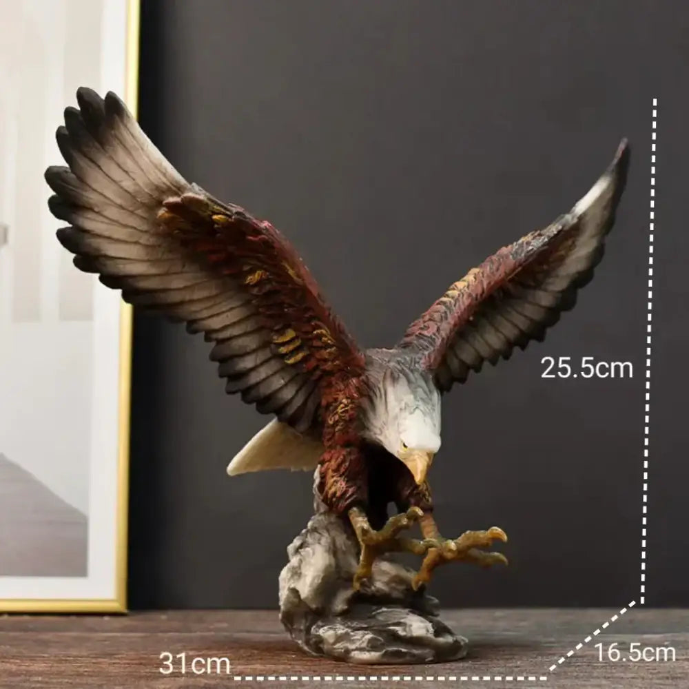 Golden dapeng eagle wings resin statue with white head and tail perched on rock base for office decorbites dapeng eagle