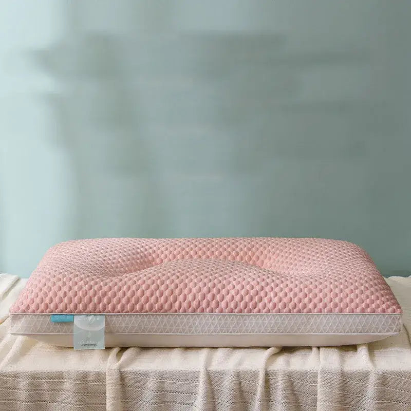 Pink textured memory foam cooling pillow with subtle geometric pattern for decorbites ice rayon cooling neck support