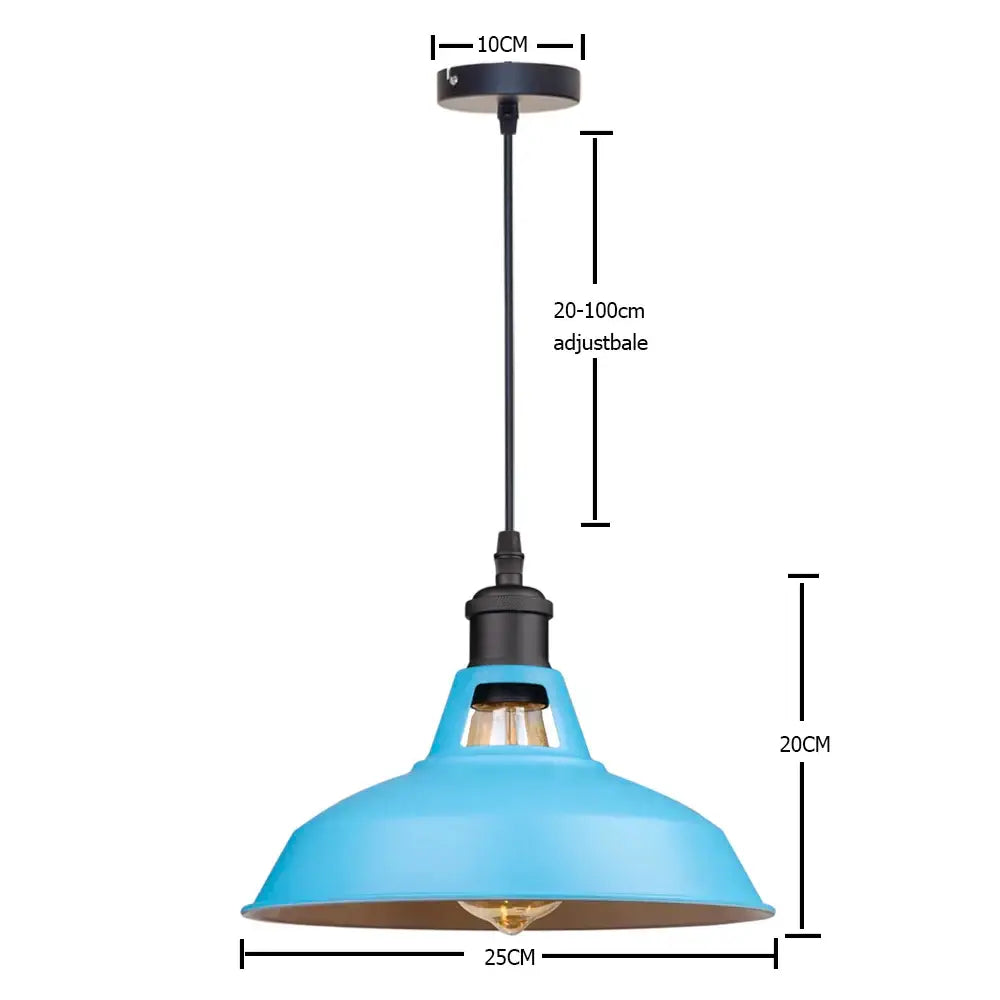 Industrial blue vintage pendant light with matte finish and black metal hardware ideal for kitchen decorbites pendant light