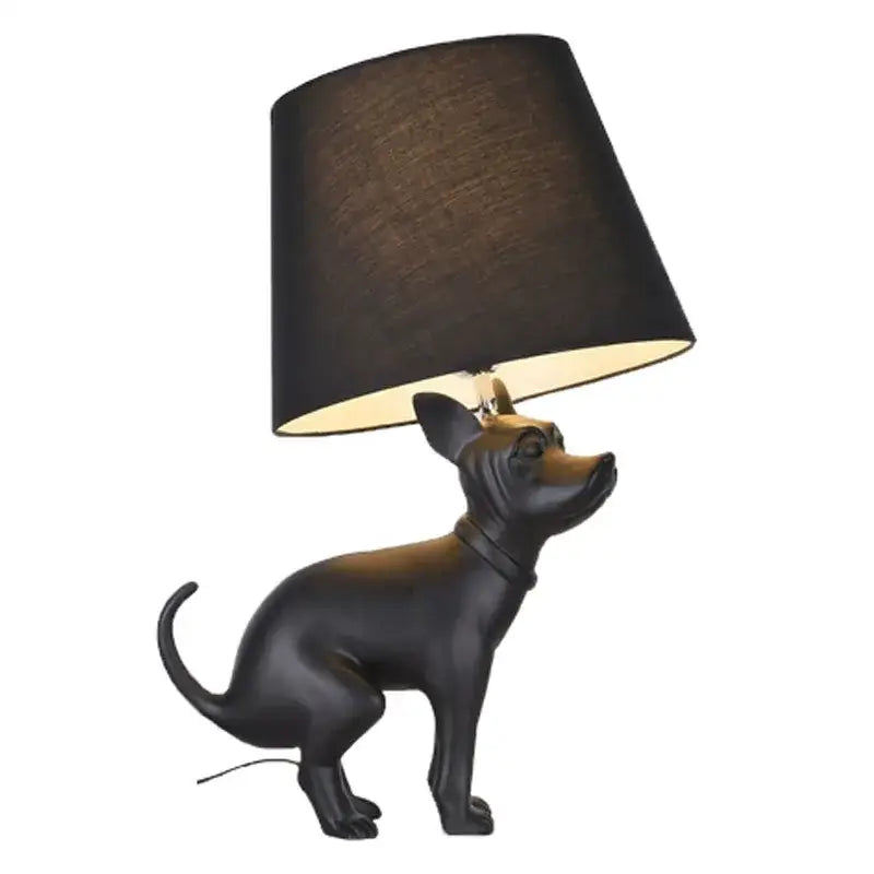 Matte black resin big dog led floor lamp with black fabric cylindrical shade for living room decorbites big dog decor