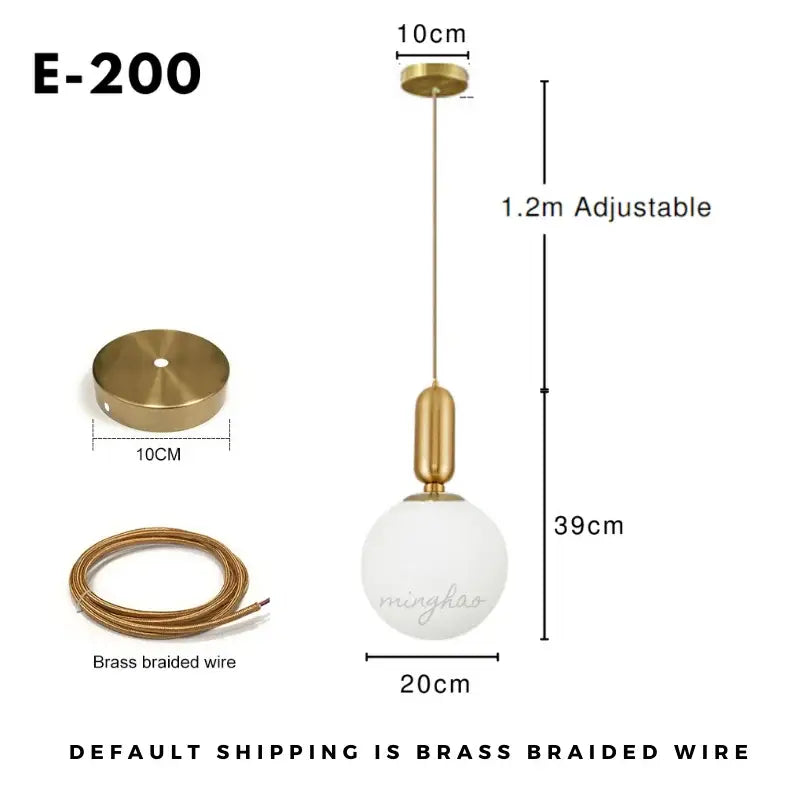 Minimalist gold glass ball led chandelier with frosted glass shade and adjustable braided wire for dining room decorbites glass ball