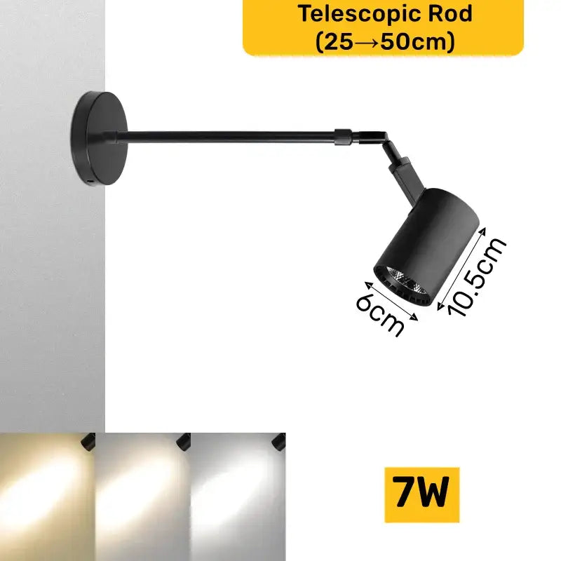 Modern black and white decorbites adjustable led wall lamp with telescopic arm for focused bedroom illumination