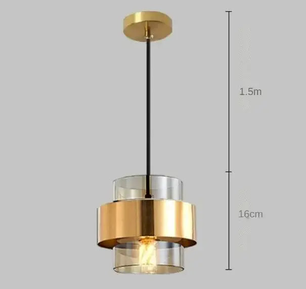 Modern brass and smoked glass pendant light with sleek tiered design for dining room decorbites gold wrought iron accents