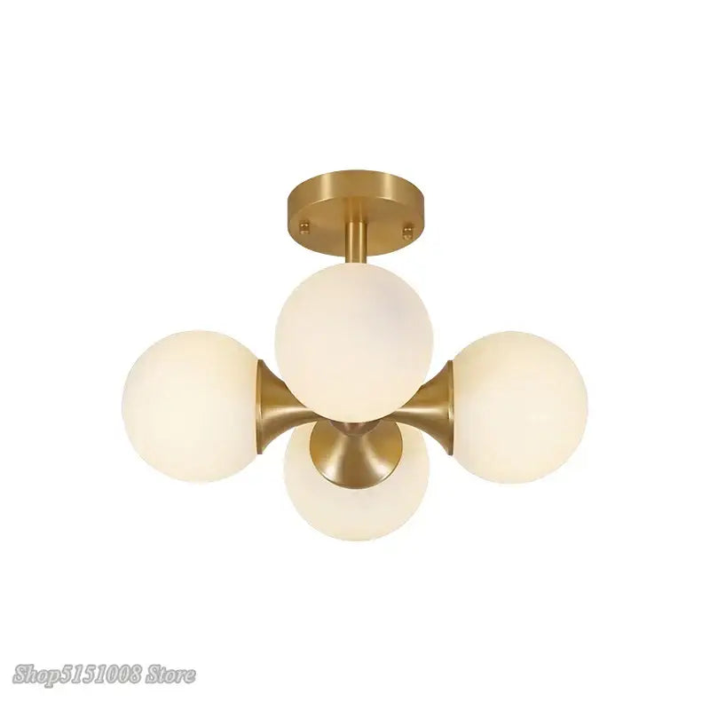 Modern brass glass ball led ceiling lights with four frosted glass globe shades for living room decorbites ceiling lights