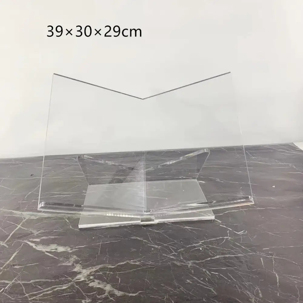 Modern clear acrylic geometric magazine rack with minimalist design and precise edges for office desktop storage