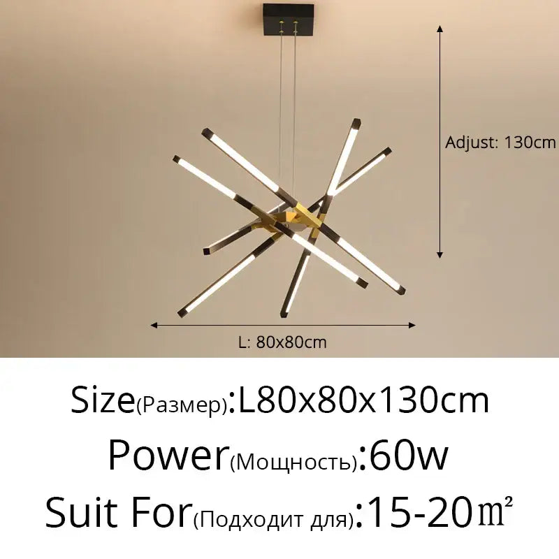 Modern geometric chrome and gold dimmable led ceiling light with six black and white arms for dining room decorbites dimmable led