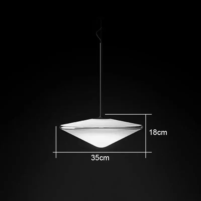 Modern glass flying saucer chandelier pendant light with white diamond-shaped glass shade and black cord for living room