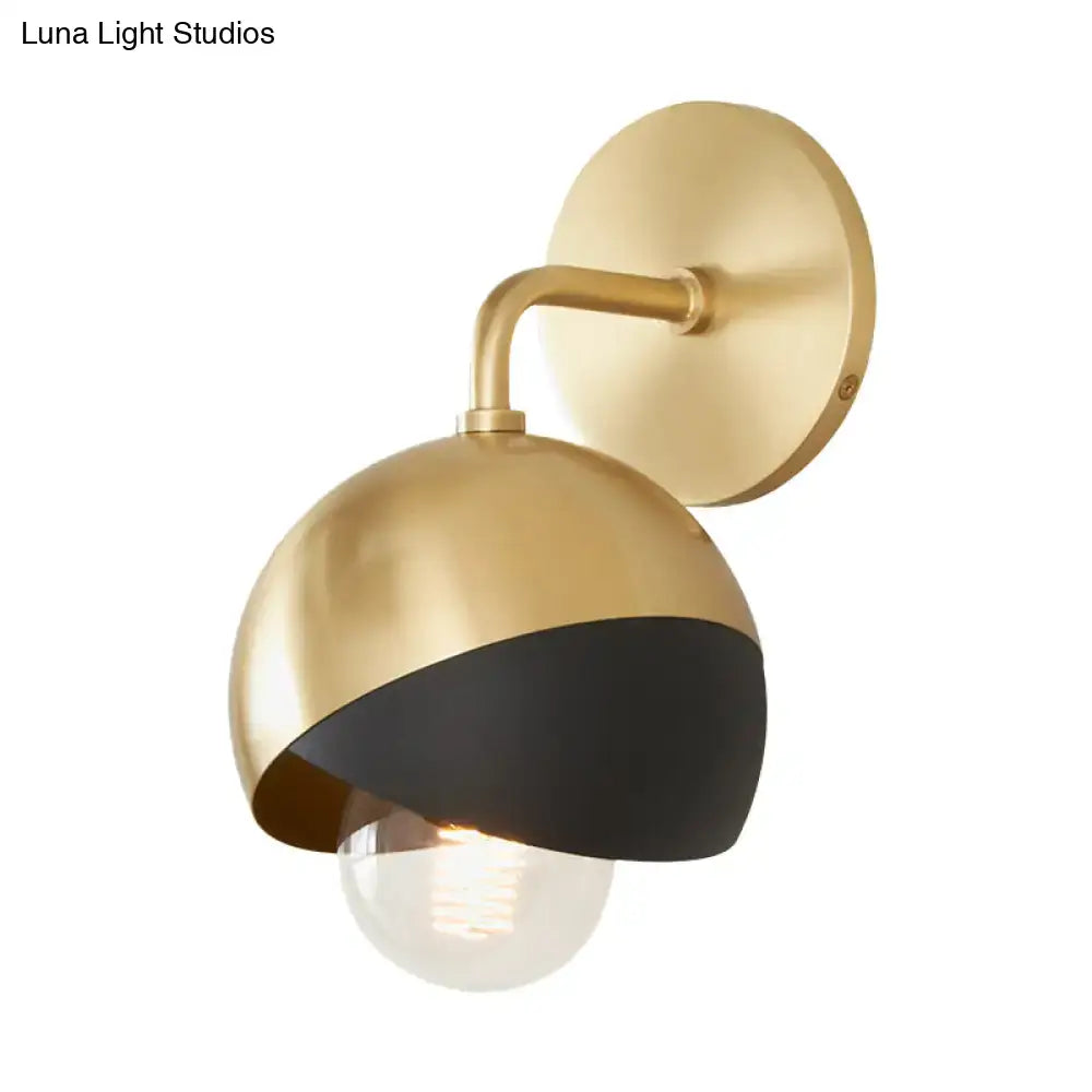 Modern gold and black half-dome wall lamp with sleek design e26 e27 inch fixture ideal for study room lighting