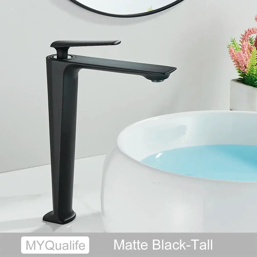 Matte black tall basin brass faucet with sleek modern design for bathroom sink decorbites black tall tap