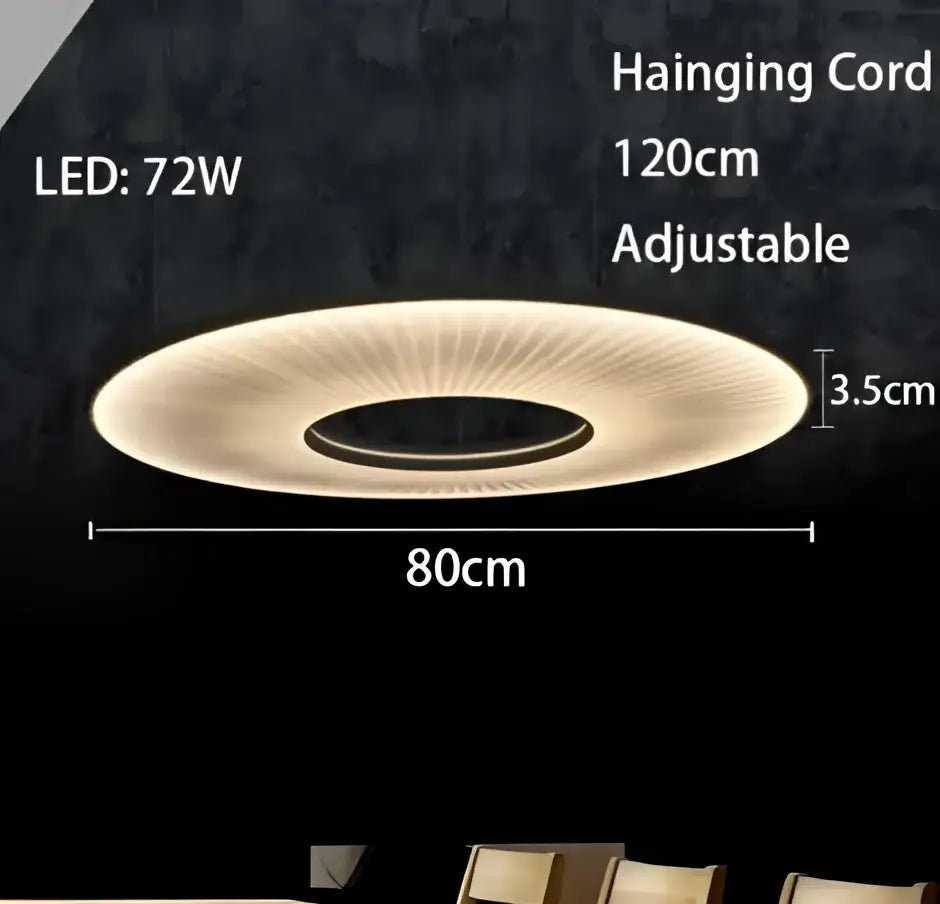 Modern minimalist white led pendant light with circular design and adjustable 120cm cord for bedroom use