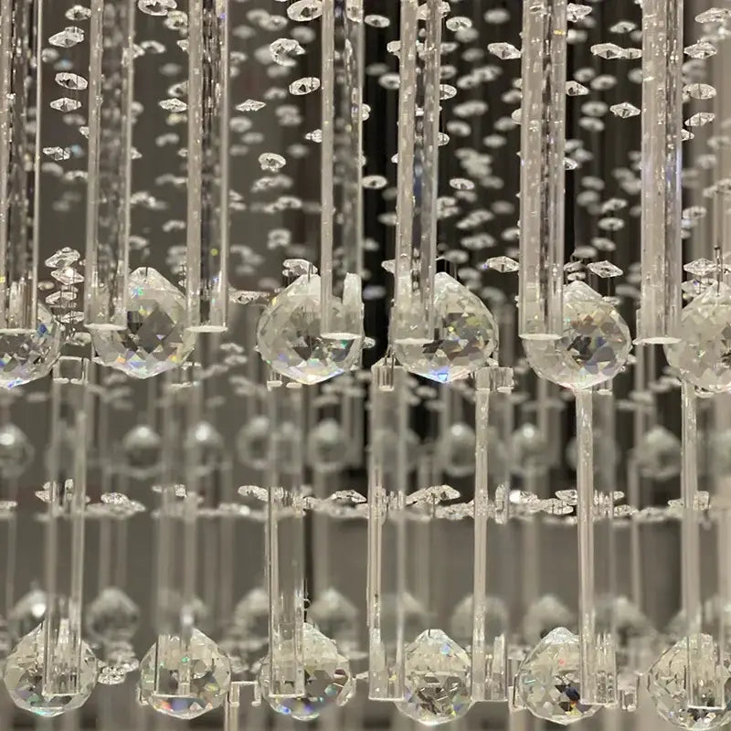 Modern multi tier crystal ceiling chandelier with clear faceted teardrop crystals by decorbites for living room decor