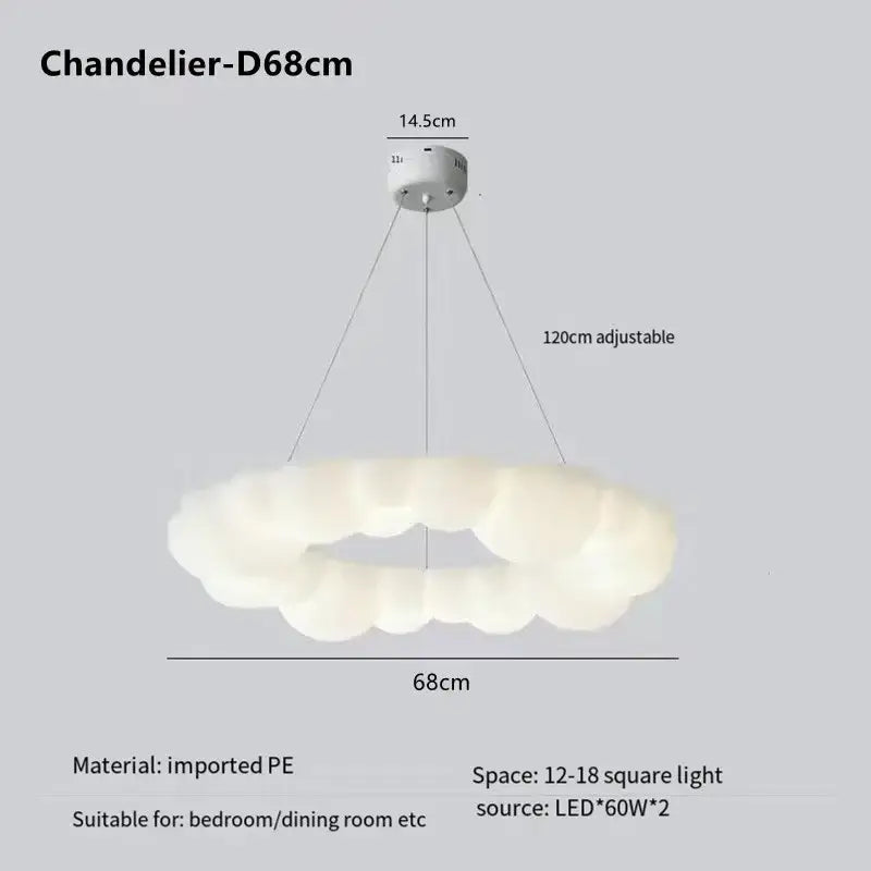 A modern off white cloud pendant led living room ceiling lamp with minimalist design and imported PE material by decorbites