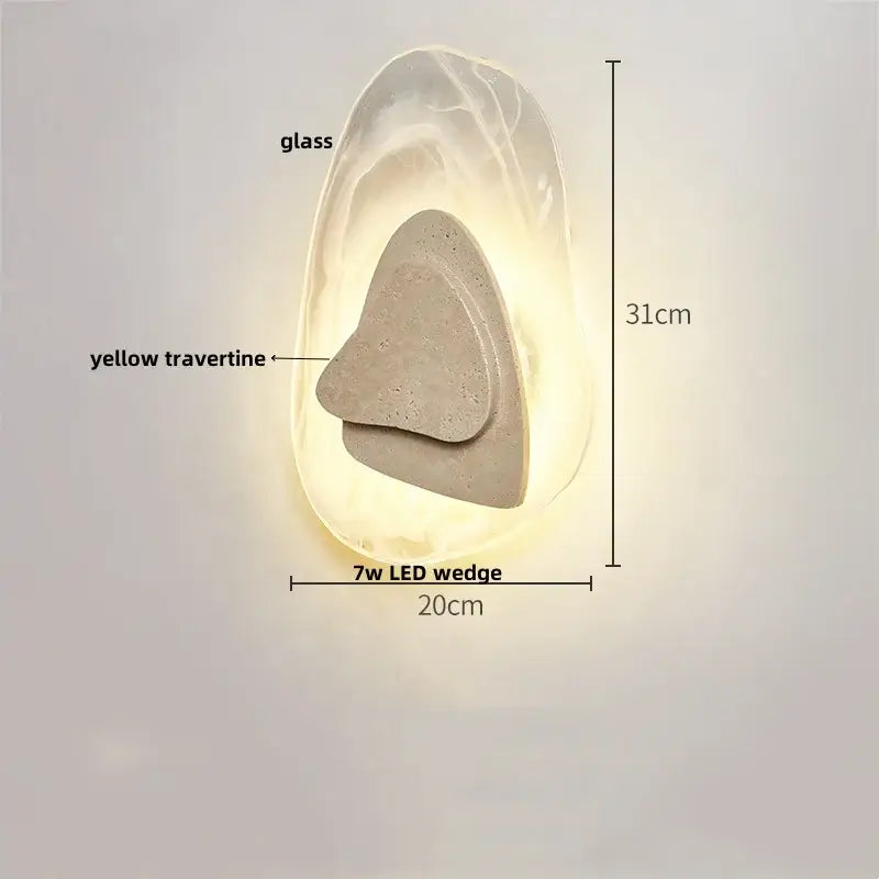 Modern travertine and white led wall light with yellow travertine stone and 7w decorbites led wall lamp for bedroom reading