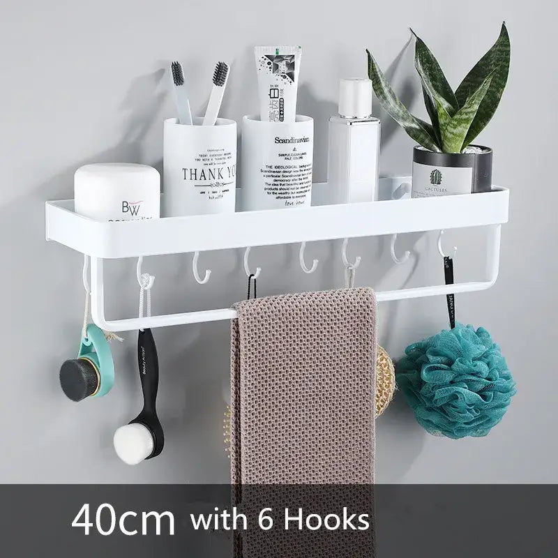 Modern white plastic corner shelf with towel bar and six hooks for kitchen storage decorbites black corner alternative