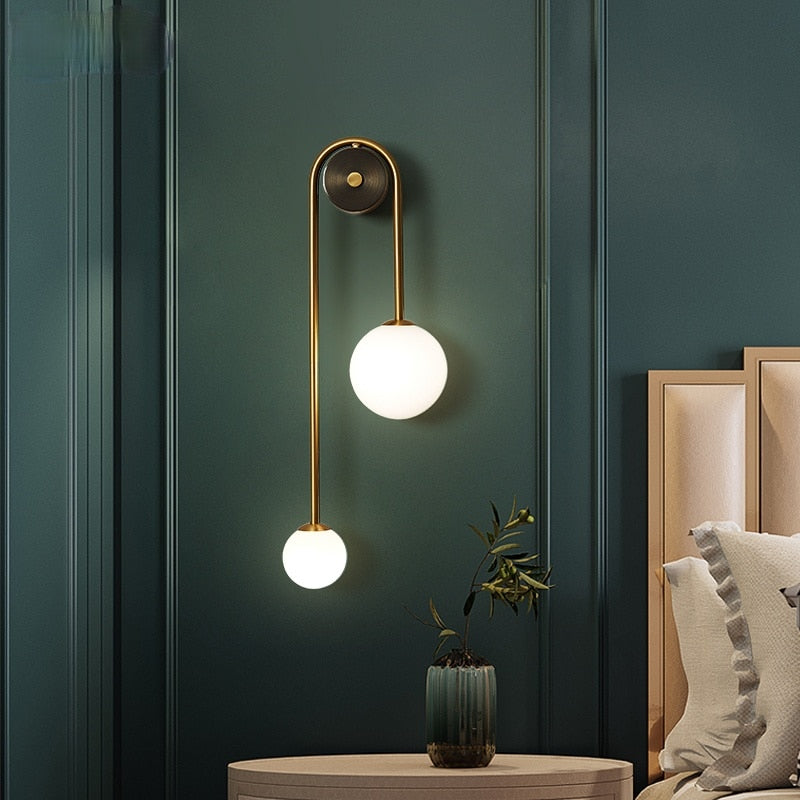 Moroccan Rewritten title: Traditional Gold Wall Sconces - Single Wall Sconce / 2 Glass Shades