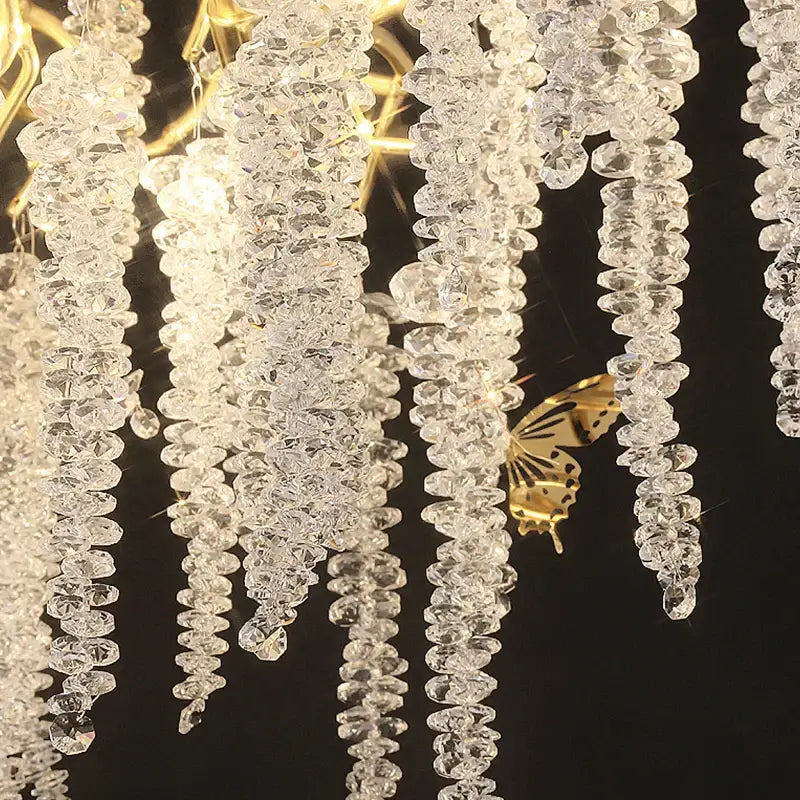 Postmodern gold decorbites crystal chandelier with clear faceted beads for elegant dining room lighting