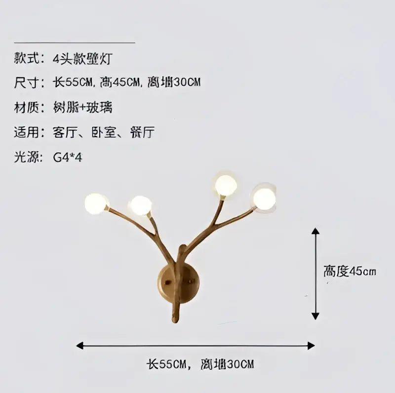 Rustic brown branch glass bubble chandelier with four frosted glass globe lights in a tree-like design for dining room decorbites glass bubble