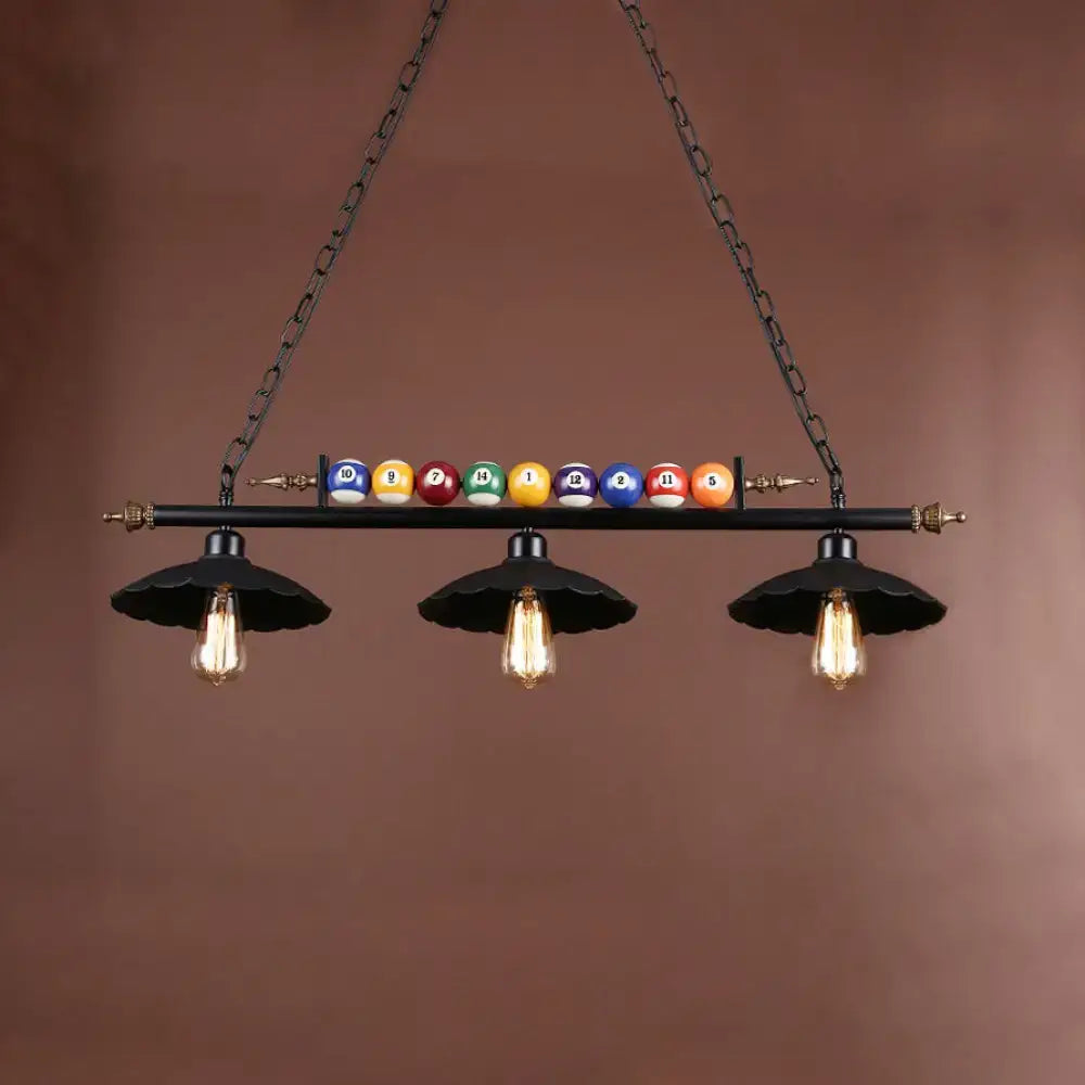 DecorBites vintage style black metal ceiling light with colorful billiard balls for billiard room e26 e27 sockets