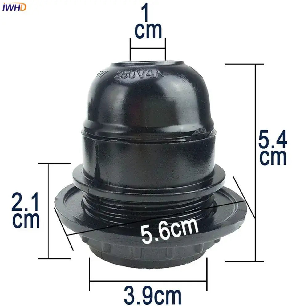 Vintage black rubber e27 socket bulb holder with threaded interior and flanged base for kitchen lamp holder marked 250vac