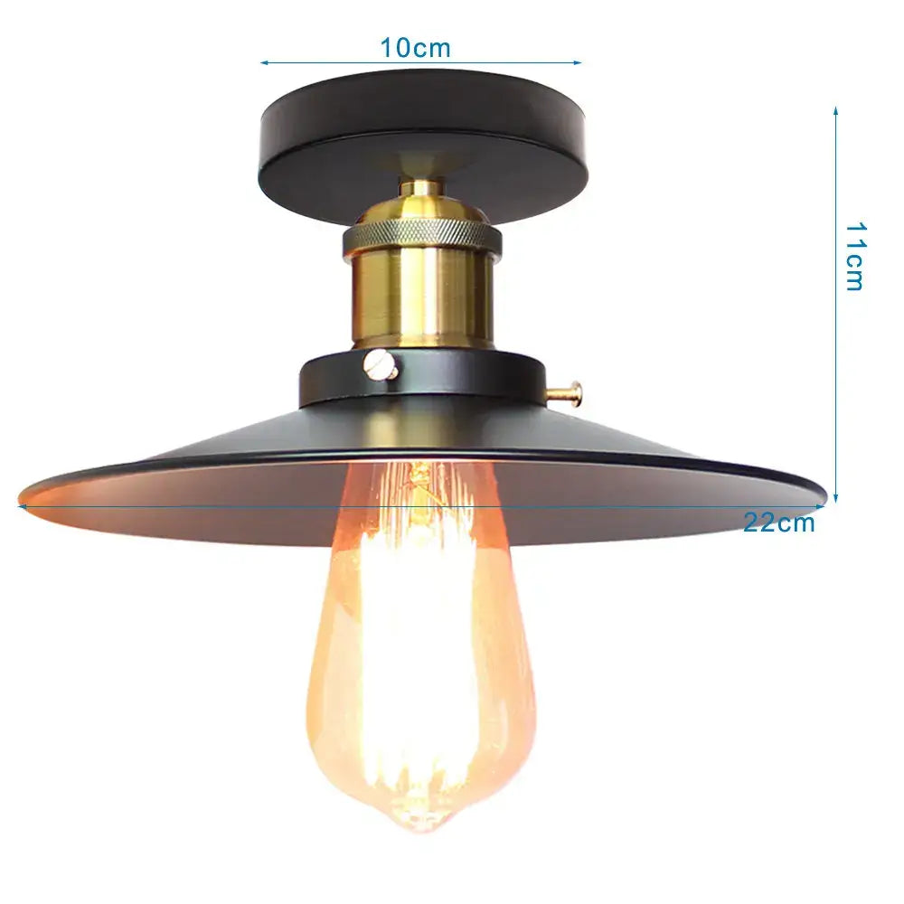 Vintage industrial flush mount light with black matte shade brass accents and exposed edison bulb for kitchen decorbites industrial flush