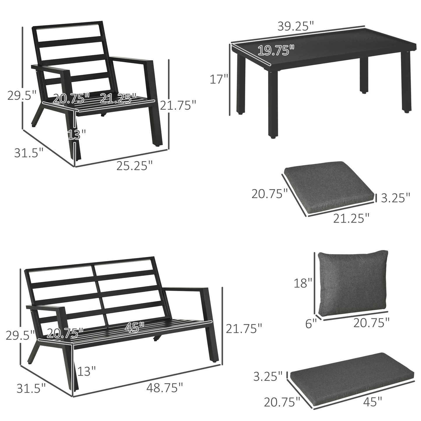 4-teiliges Terrassenmöbel-Set