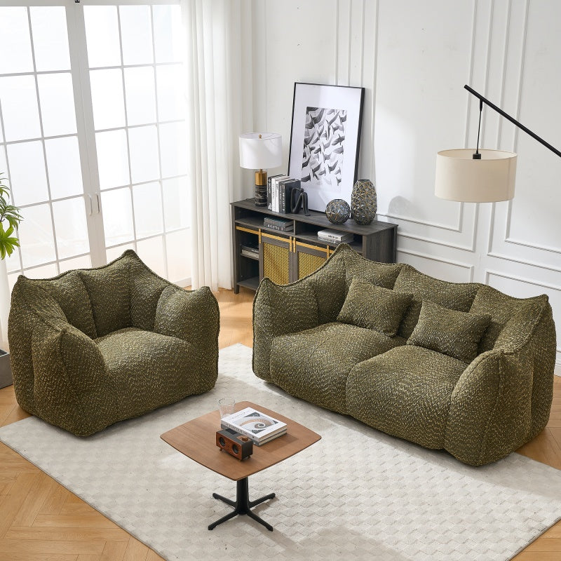 Komprimierter Plüsch-Sitzsack-Sofa-Couch – Mit Hochresilienz-Schaum gefüllt, ultraleichtes Bouclé-Lounge-Sessel für eine oder zwei Personen, gemütliche Sitzgelegenheit im Wohnzimmer zum Lesen, Spielen und Entspannen, platzsparend vakuumverpackt