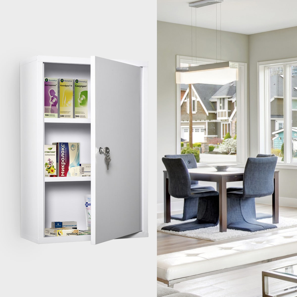 Wandmontierter Medizinschrank 3-stufiger Notfallkasten für Badezimmer und Küche