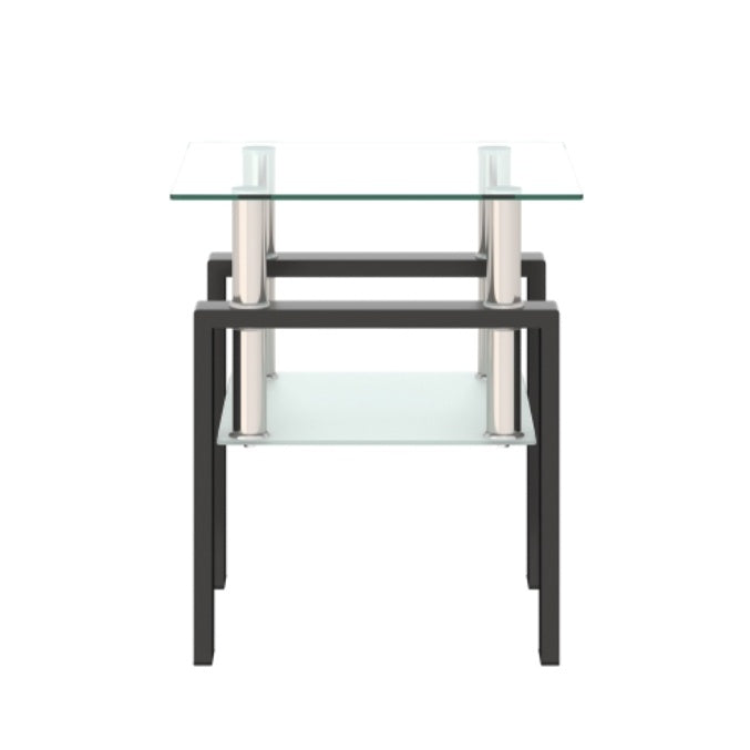 1-teiliges modernes gehärtetes Glas-Teetisch Couchtisch Beistelltisch, quadratischer Tisch für das Wohnzimmer, transparent schwarz