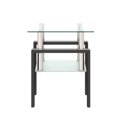1-teiliges modernes gehärtetes Glas-Teetisch Couchtisch Beistelltisch, quadratischer Tisch für das Wohnzimmer, transparent schwarz