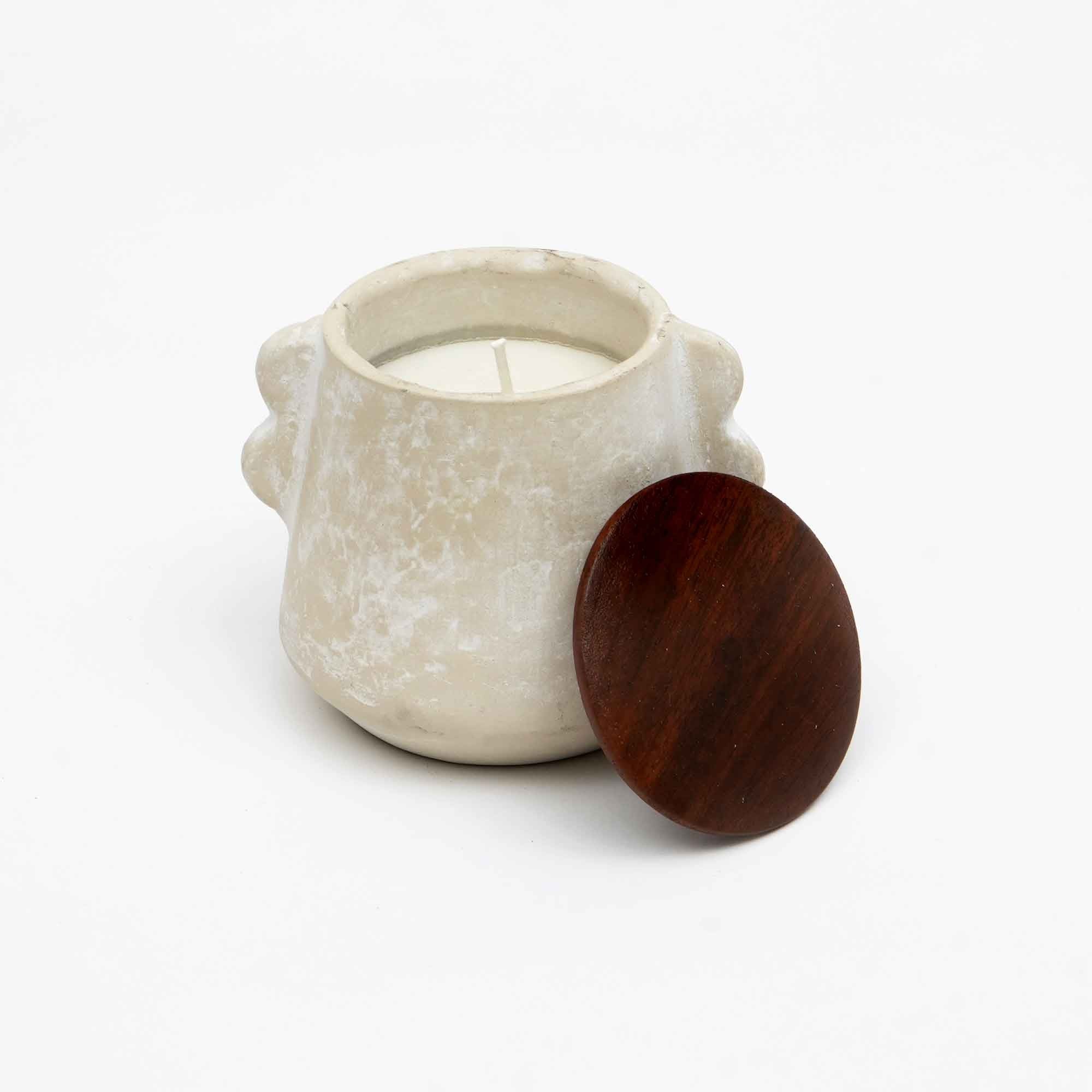 Glas-Duftkerze Ecomix-Wachsfüllung mit Holzkappe - Vanille Lavendel, 8oz