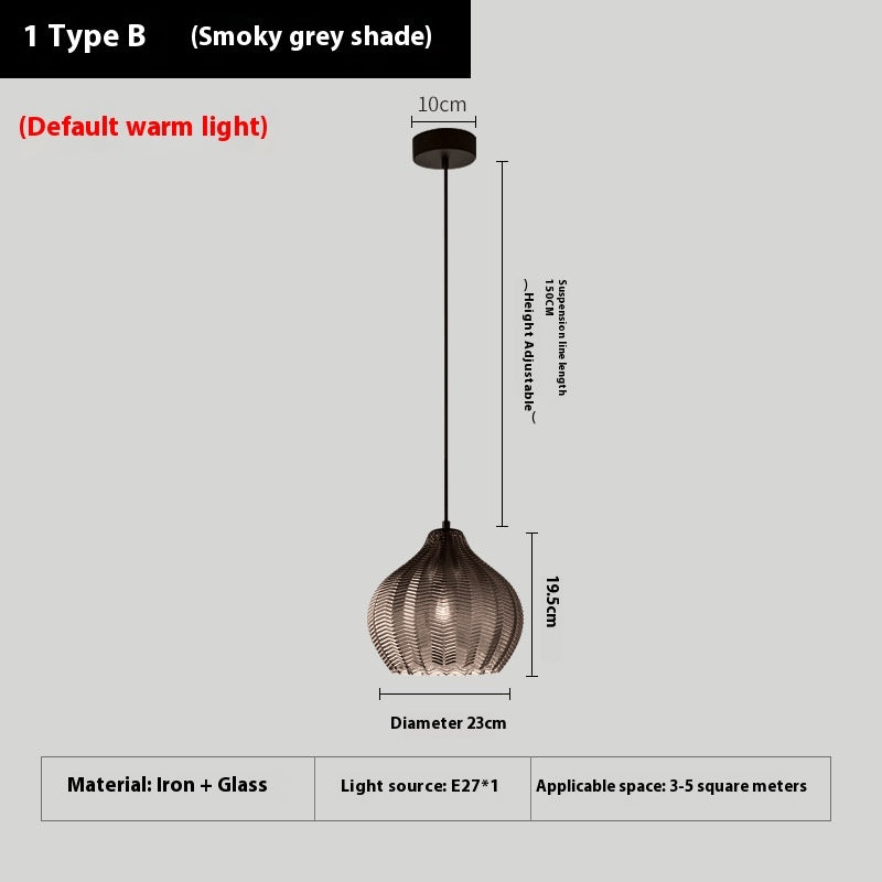 Bedroom Stair Light Single-head Glass Chandelier