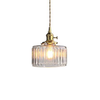 Japanese Retro Simple Brass Glass Chandelier Creative