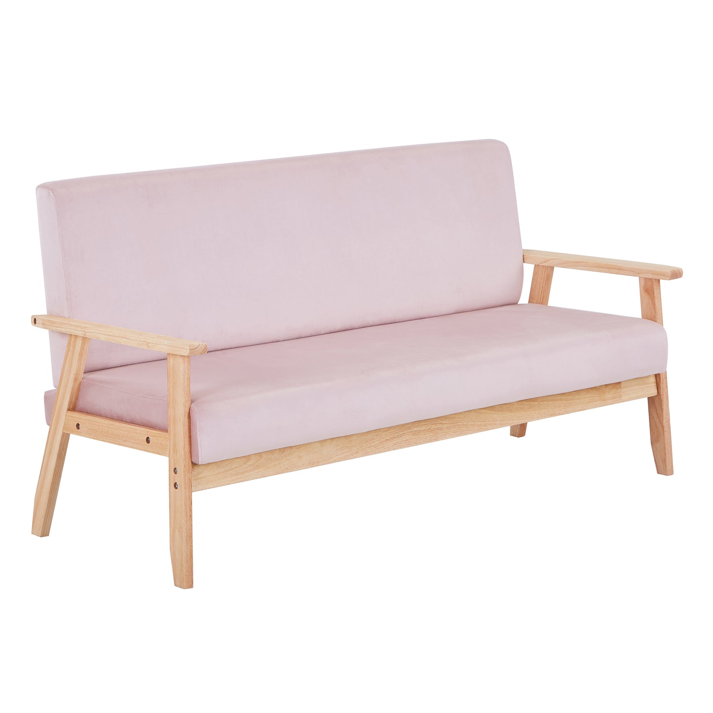 Modern Velvet Loveseat Sofa With Wooden Arms Office Couch 2-3 Seat