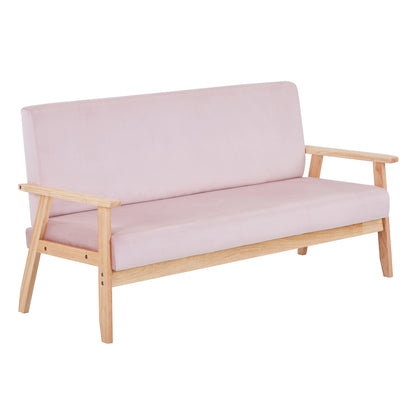 Modern Velvet Loveseat Sofa With Wooden Arms Office Couch 2-3 Seat