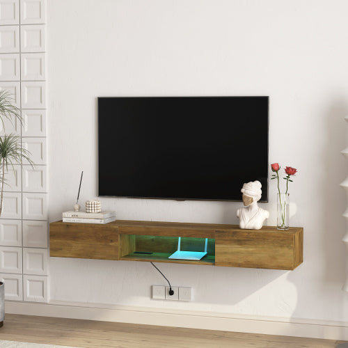 Brown LED Floating TV Stand