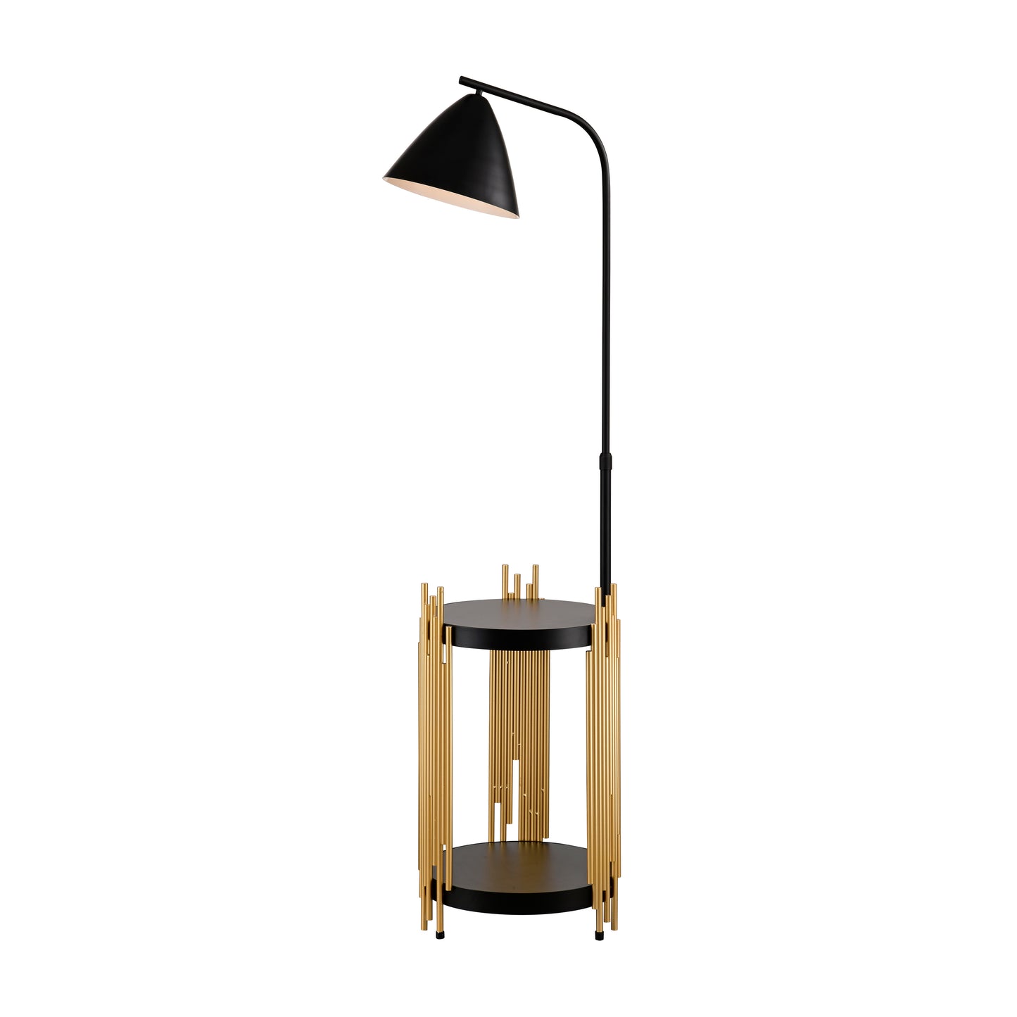 Luxus-Regal Stehlampe für das Wohnzimmer mit Metall-Lampenschirm, hohe Stehlampe im industriellen Stil für Lesen im Schlafzimmer, Büro E26 Ohne mitgelieferte Glühbirne - Mattgold Mattschwarz