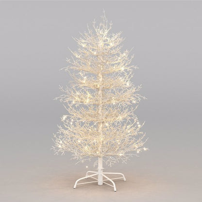 4FT Vorbeleuchteter Aspen-Fir-Künstlicher Weihnachtsbaum, Scharnierter Weihnachtsbaum mit 280 Schnee-bestäubten Astspitzen, 230 Warmweißen LED-Lichtern, Feiertags-Korallen-Weihnachtsbaum für Zuhause und Party