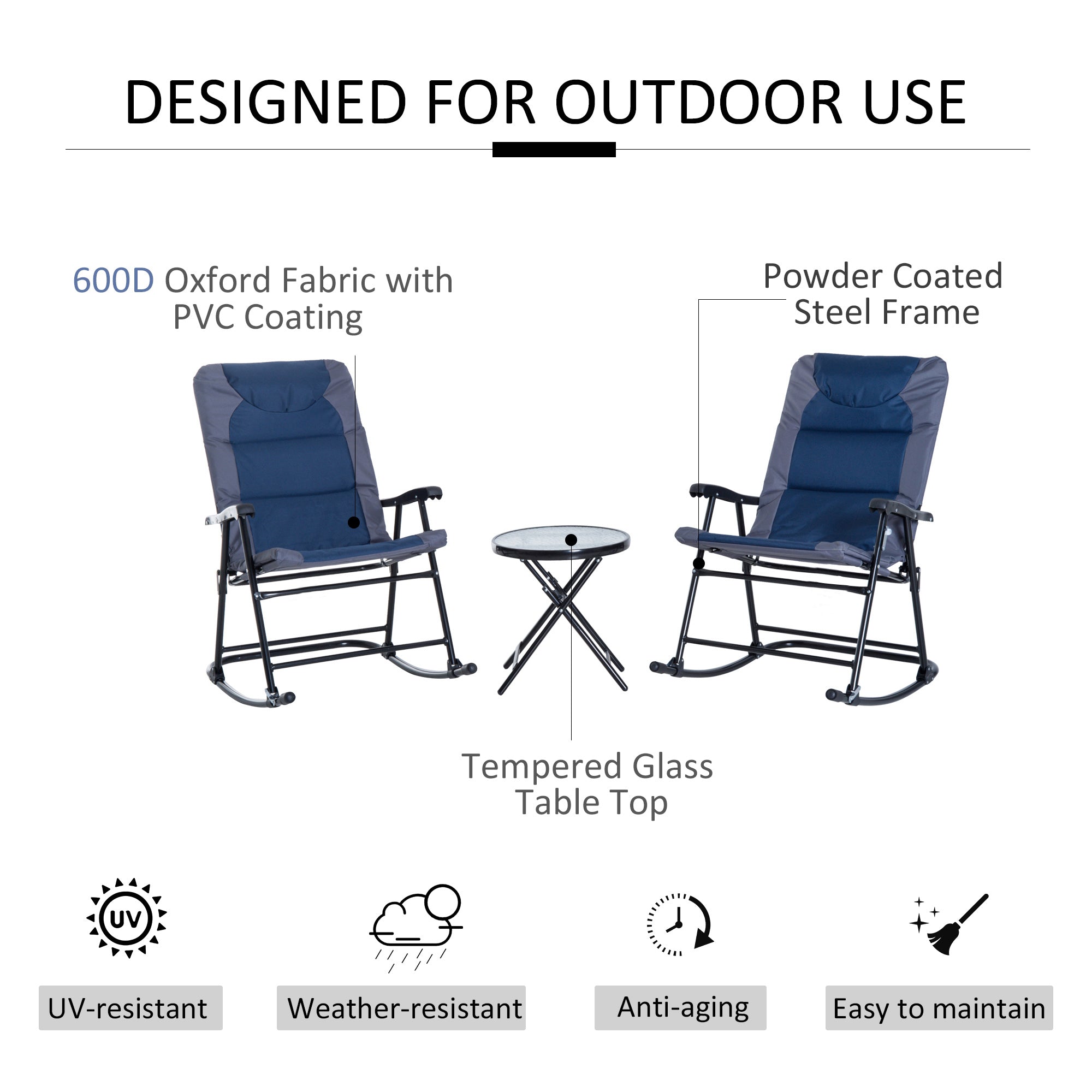 Glass Rocking Bistro Set