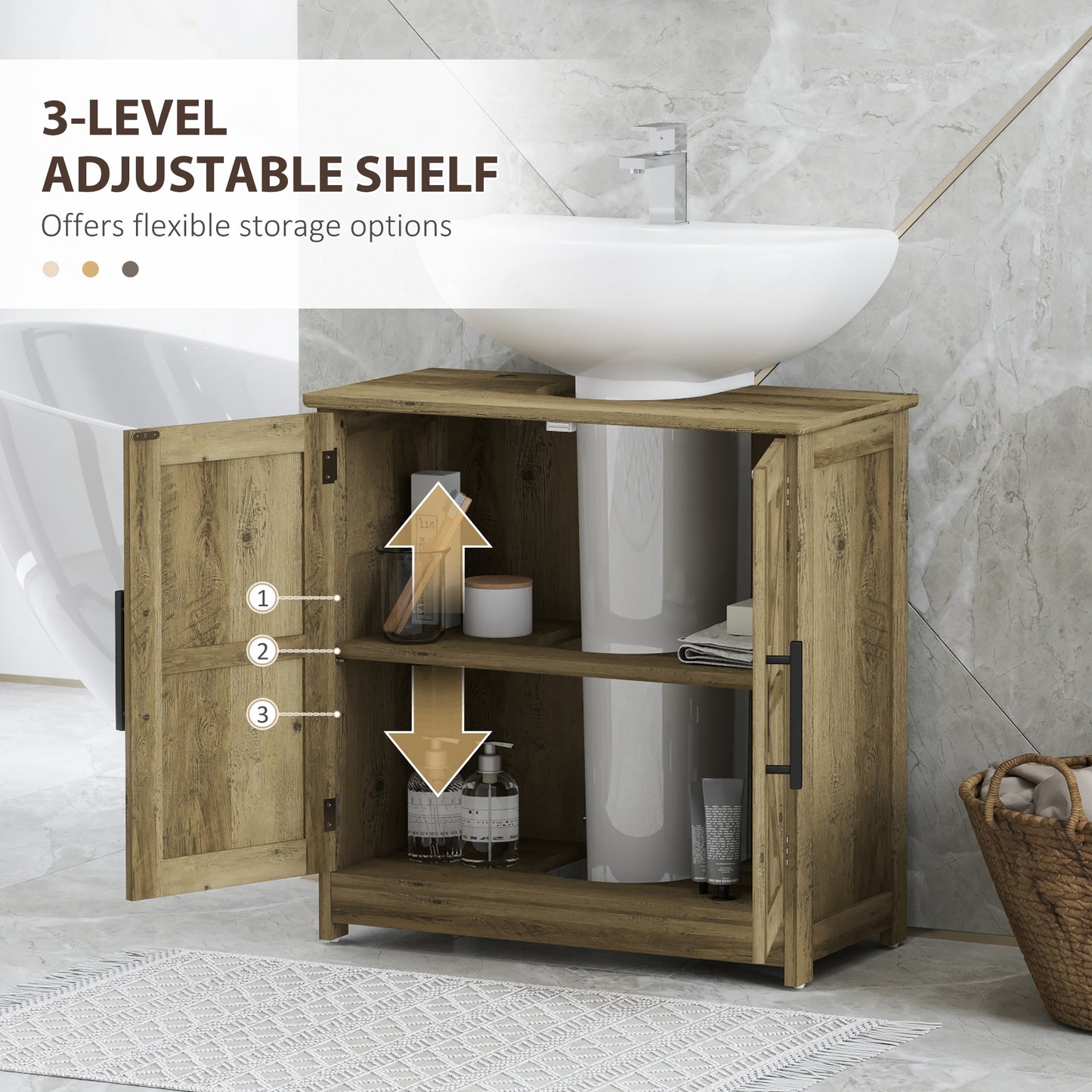 Landhaus-Pedestalschraubenschrank, Badezimmerschrankschrank mit 2 Scheunentüren und einstellbarem Regal, Hellgrau